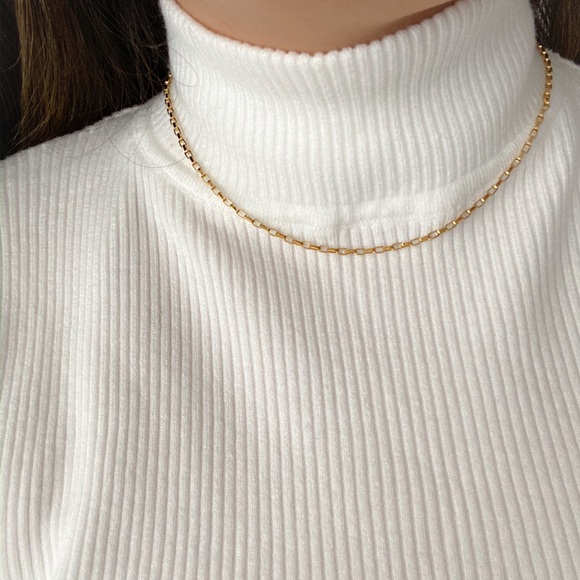 stainless steel gold chunky box chain necklace - Picture 4 of 7